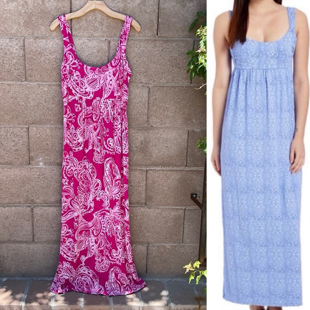 fresh produce Paisley Maxi Dress - Fuchsia & White